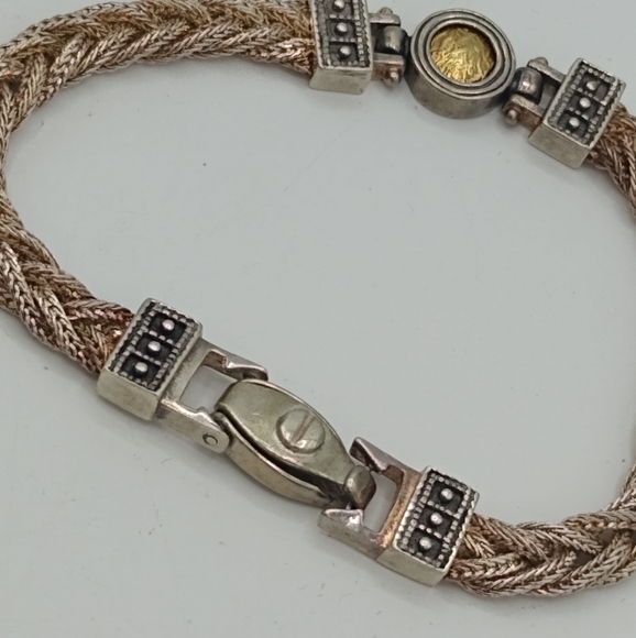 ANATOLI 925 Silver Braided Woven Bracelet Signed Vintage - Picture 7 of 15